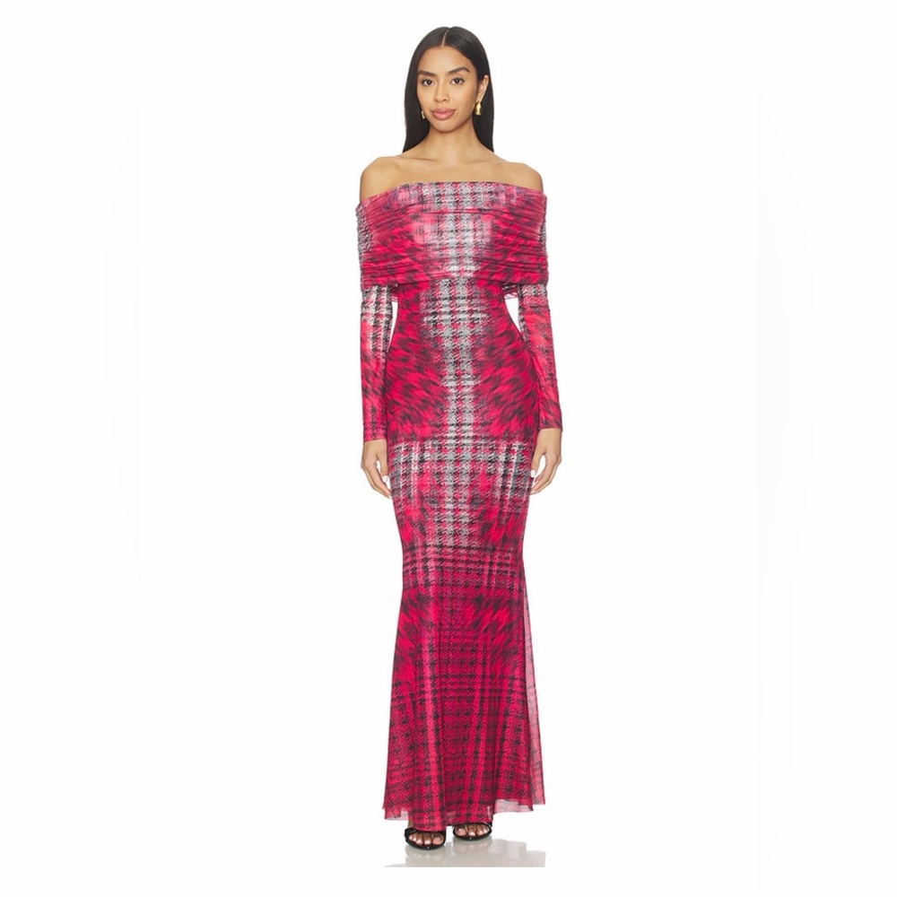 AFRM Thelma maxi dress. Color Ruby Houdstooth. Size XS. Fits size 2-4US